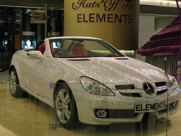 Mercedes SLK 200 covered with Swarovski Crystals