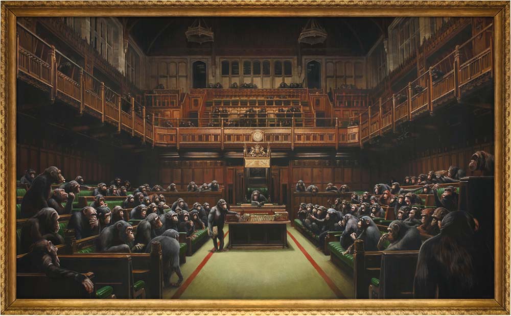 Banksy’s Devolved Parliament sells for record $12.2 million