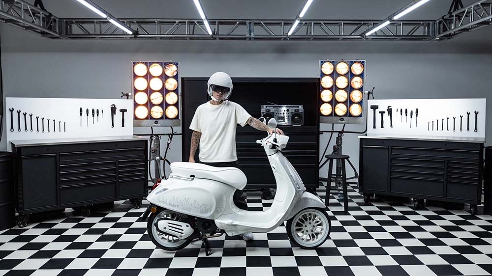 Justin Bieber Teams Up With Vespa for A White-Hot Scooter