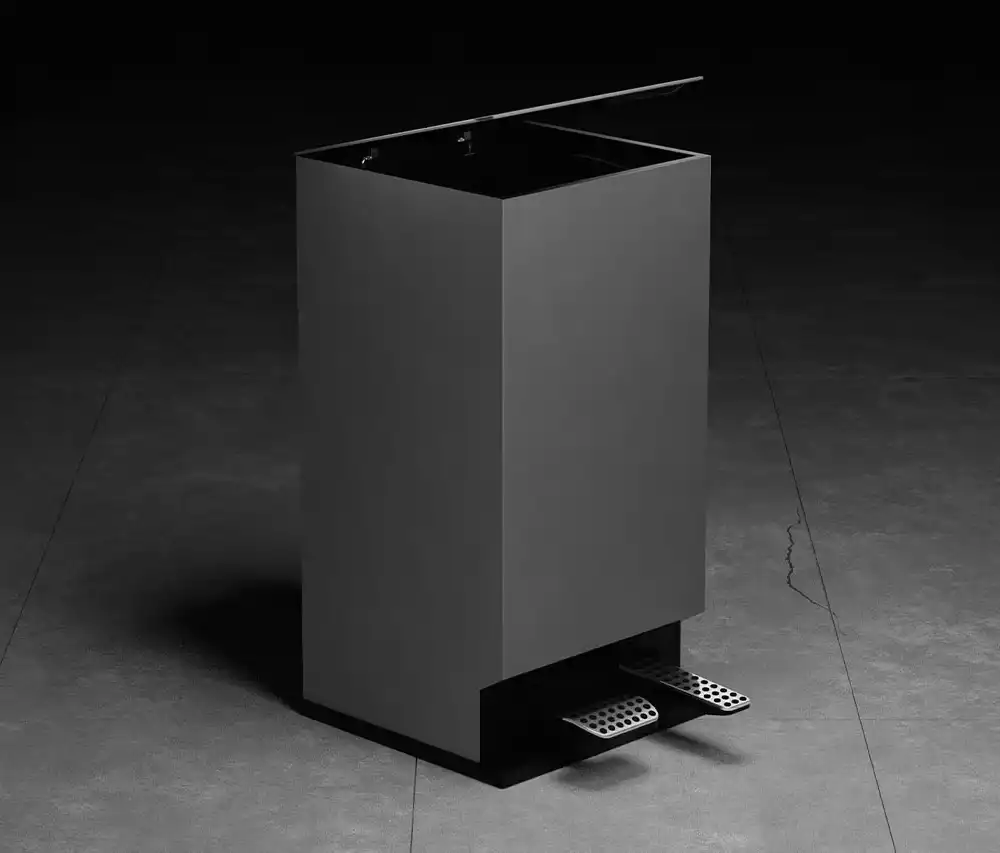MSCHF x Mercedes-AMG trash bin with car pedal as foot control