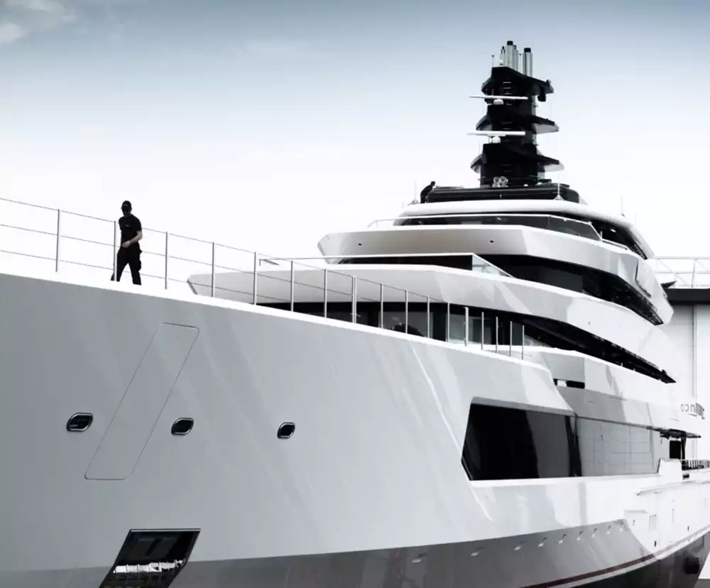 Side profile of Oceanco 111m DreAMBoat superyacht underway