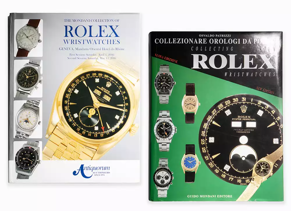 Osvaldo Patrizzi's 'Collecting Rolex Wristwatches' book, which documents the rare yellow-gold Rolex 6062