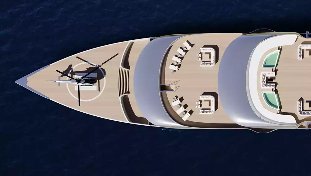 Helicopter landing pad on the bow of the 155-metre Mercedes-Maybach superyacht