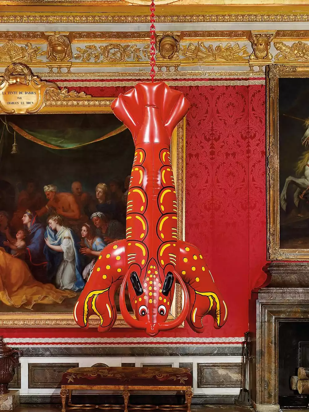 Original Jeff Koons Inflatable Lobster sculpture installation at Versailles