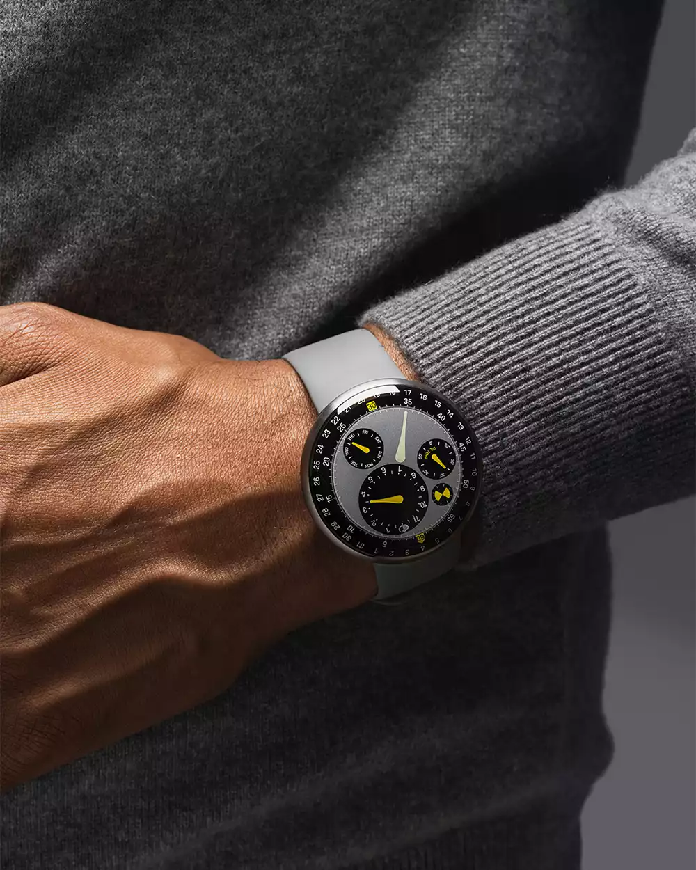 Ressence x Marc Newson Type 3 MN watch on wrist lifestyle shot