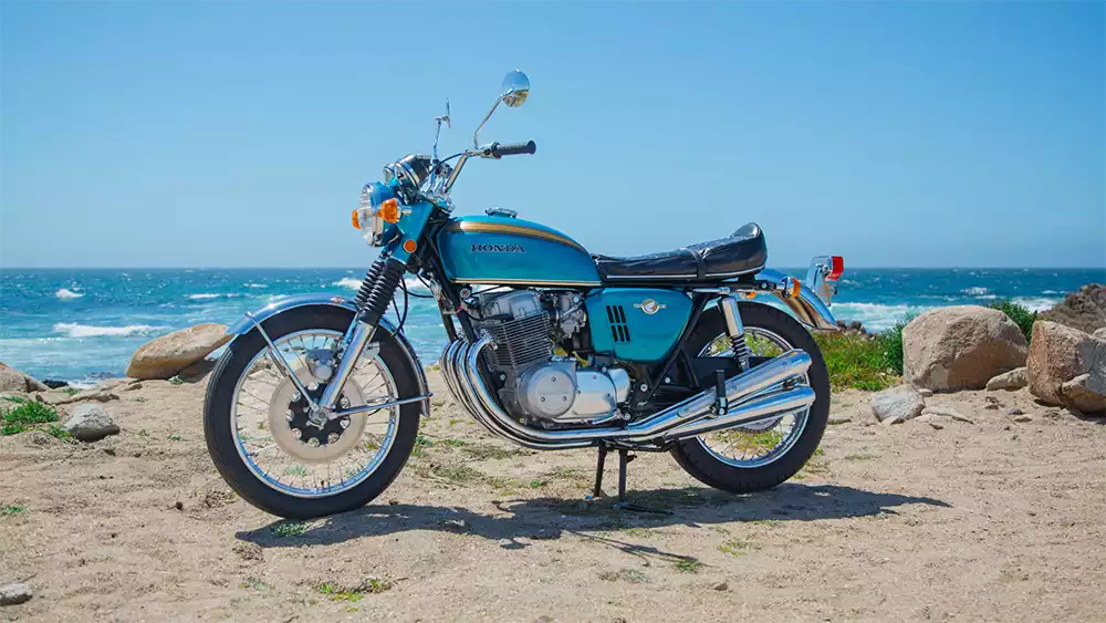 1968 Honda CB750 Prototype parked near the ocean