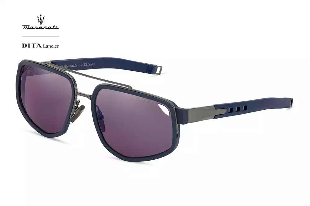 Brushed Antique Silver and Matte Navy DITA-Lancier x Maserati limited-edition sunglasses