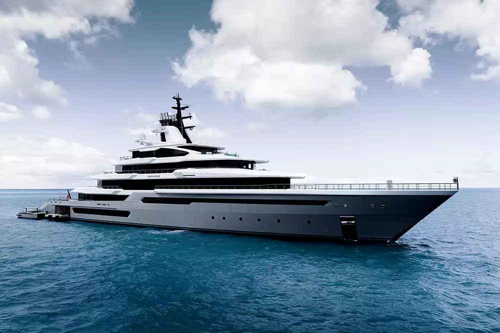 Gabe Newell's 111m Oceanco superyacht Leviathan cruising in the ocean
