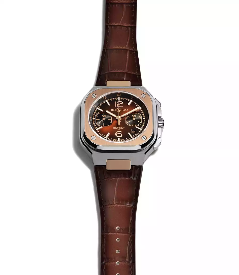 Bell & Ross BR-05 Chrono S.T. Dupont on brown leather strap