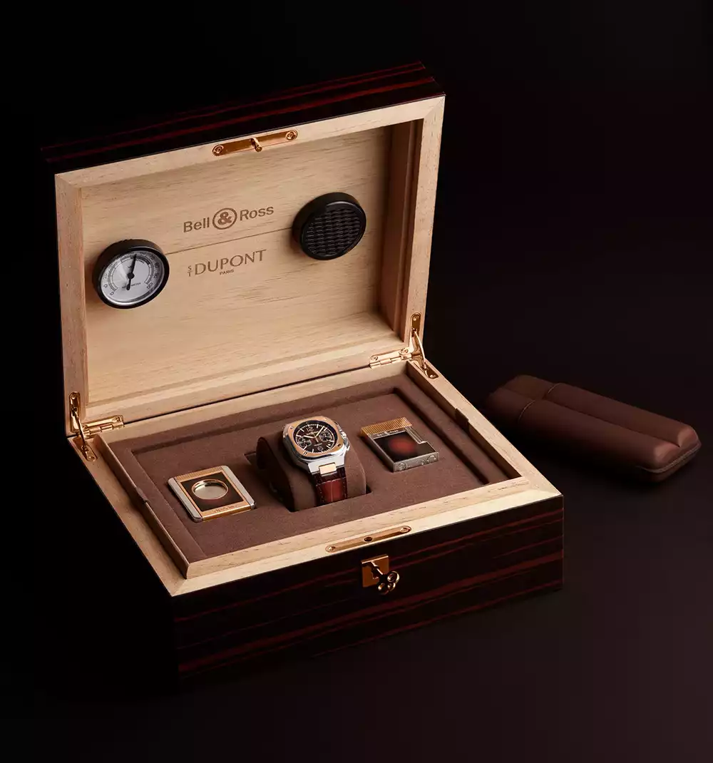 Limited edition Bell & Ross x S.T. Dupont presentation box and accessories