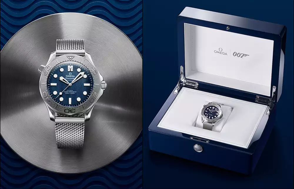 Omega Seamaster Diver 300M James Bond edition blue dial watch and presentation box